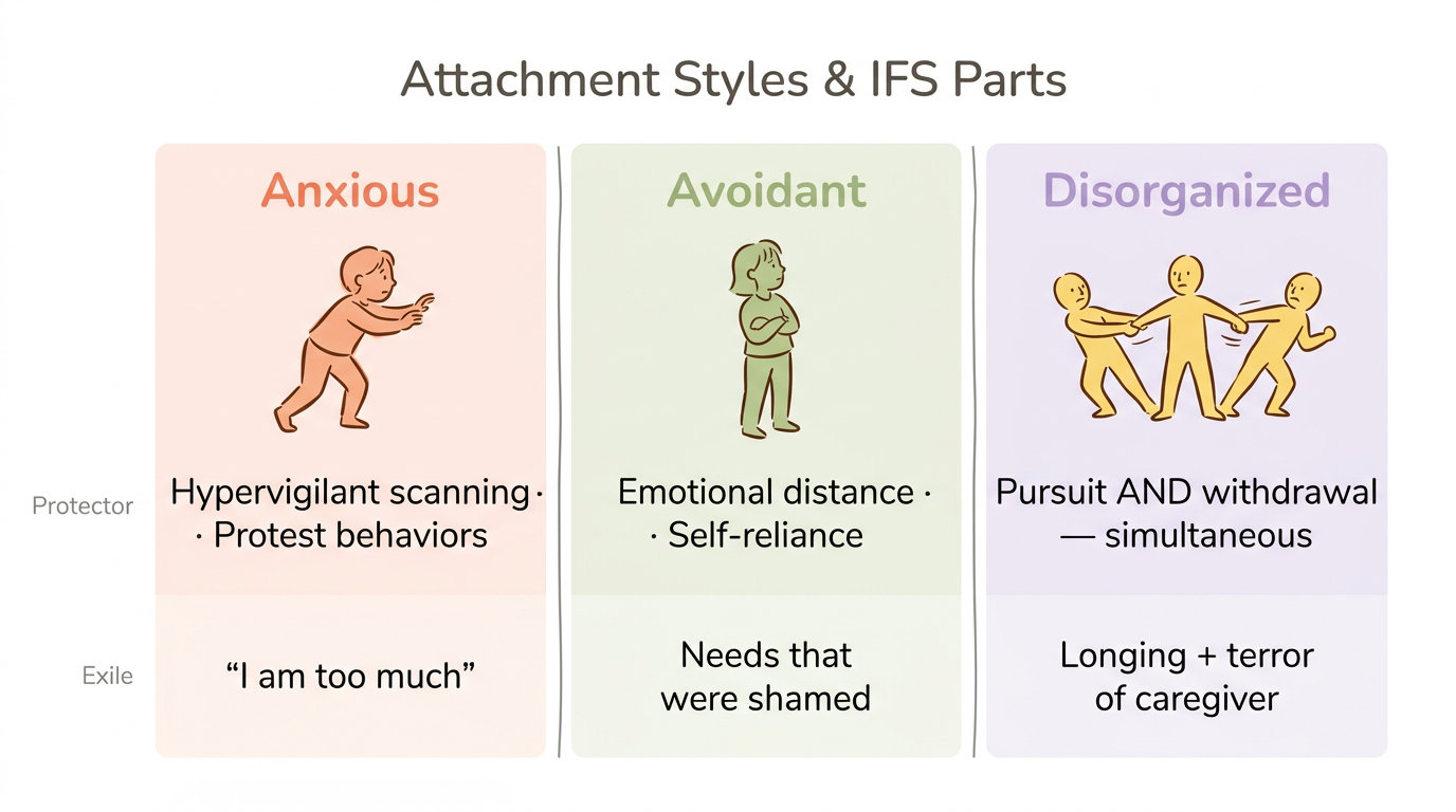 Diagram: Attachment Styles Mapped to IFS Parts