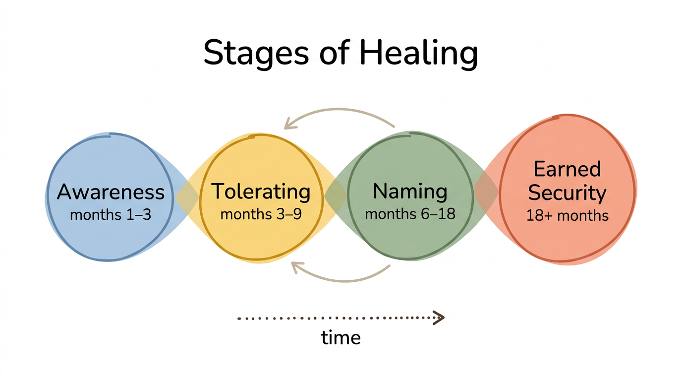 Diagram: Four Stages of Avoidant Attachment Healing