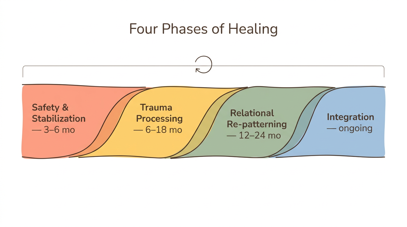Diagram: Four Phases of Healing Disorganized Attachment