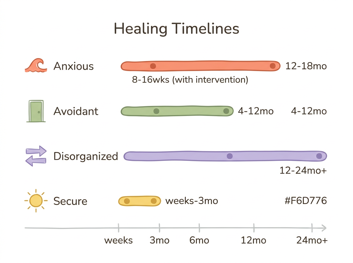 Diagram: Healing Timeline by Attachment Style