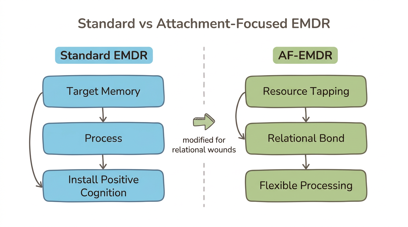Diagram: Standard EMDR vs Attachment-Focused EMDR