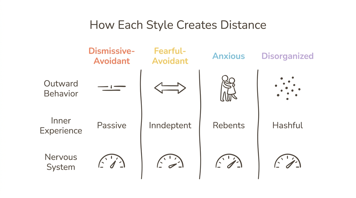 Diagram: Attachment Style Pushing-Away Comparison